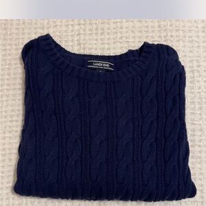 Lands' End Deep Blue Cable Knit Sweater